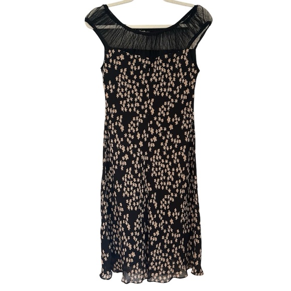 Vintage Y2K Floral Milkmaid Sheer Mesh Cap Sleeve Midi Dress Size 10 - Picture 7 of 8